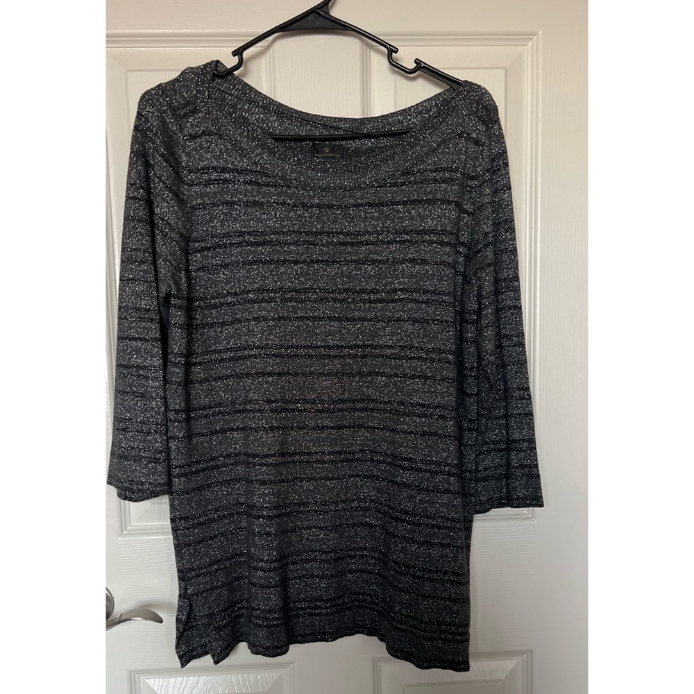 EUC Worthington Black and Silver Glitter Top
